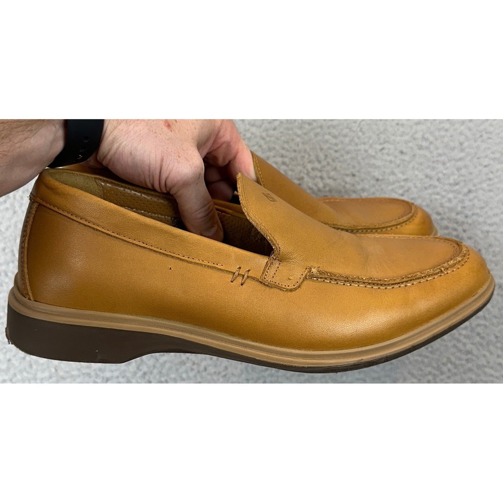 Amberjack The Loafer Shoes Men 10 Tan Leather Slip On Moc Toe Casual Comfort EUC